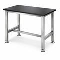 Tavolo da Lavoro in Acciaio Inox e Resina Nera 120x60x85 cm