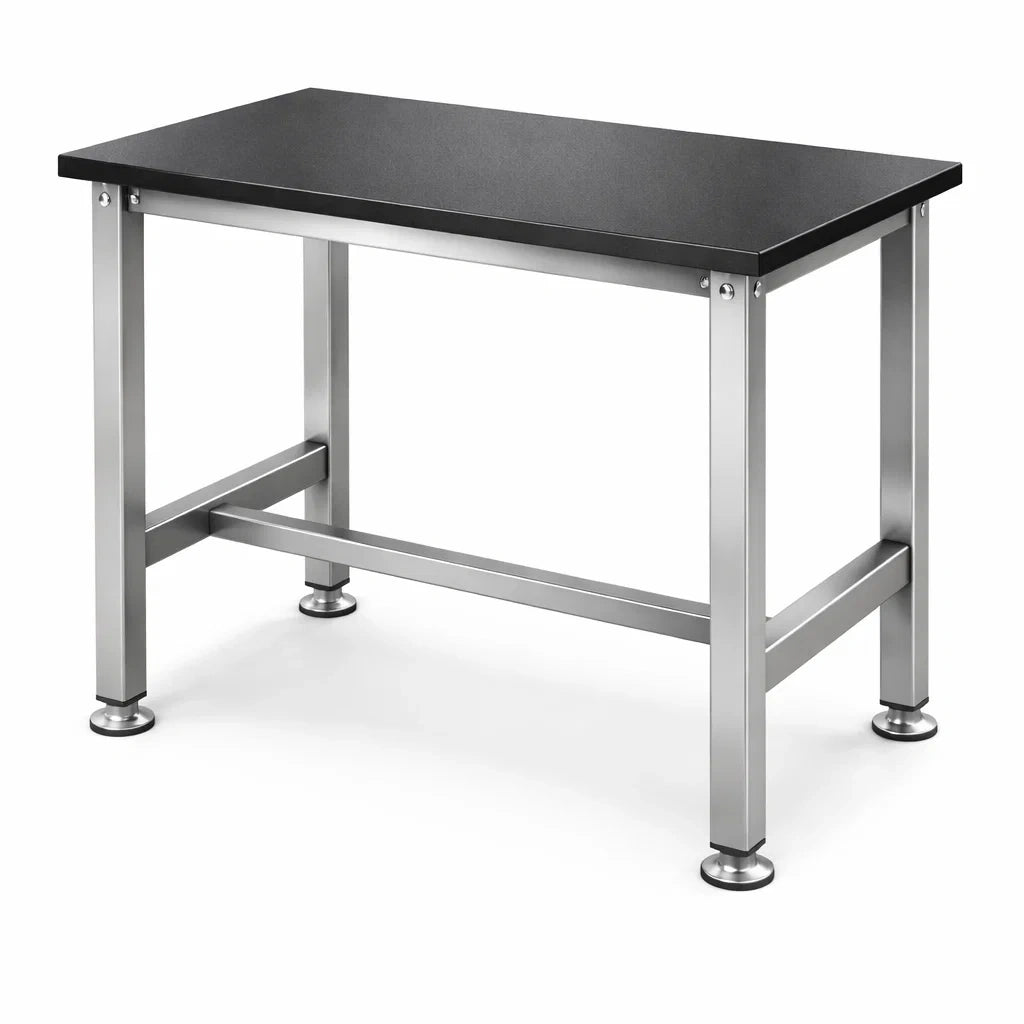 Tavolo da Lavoro in Acciaio Inox e Resina Nera 120x60x85 cm