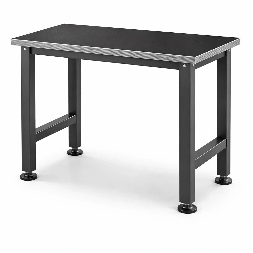 Tavolo da Lavoro in Metallo e Compensato 120x60x75cm Nero