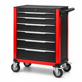 Carrello portautensili in metallo con sei cassetti, Rosso e Nero