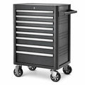Carrello portautensili in Metallo Nero con 7 Cassetti e Ruote