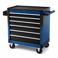 Carrello Portautensili in Acciaio Verniciato a Polvere con 7 Cassetti Blu/Nero