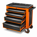Carrello Portautensili in Acciaio con 5 Cassetti Arancione/Nero