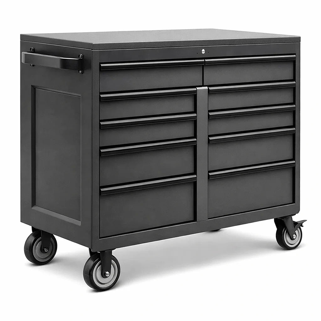 Carrello Porta Attrezzi in Metallo con Cassetti Nero