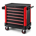 Carrello Portautensili in Metallo con 7 Cassetti Nero/Rosso