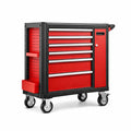 Carrello Porta Utensili in Acciaio Rosso e Nero con 7 Cassetti