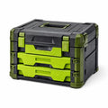 Scatola porta attrezzi in plastica con 3 cassetti Nero/Verde