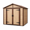Capanno da Giardino in Metallo e Composito 2 Porte Marrone 213x130x185 cm
