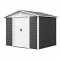 Capanno da Giardino in PVC Antracite e Bianco con Porte Doppie