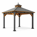 Gazebo da Giardino in Metallo e Legno di Cedro 300x300 cm