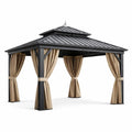 Gazebo in Alluminio Grigio Scuro con Tetto in Acciaio e Tende in Poliestere