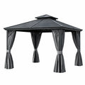 Gazebo da Esterno in Alluminio e Poliestere Grigio
