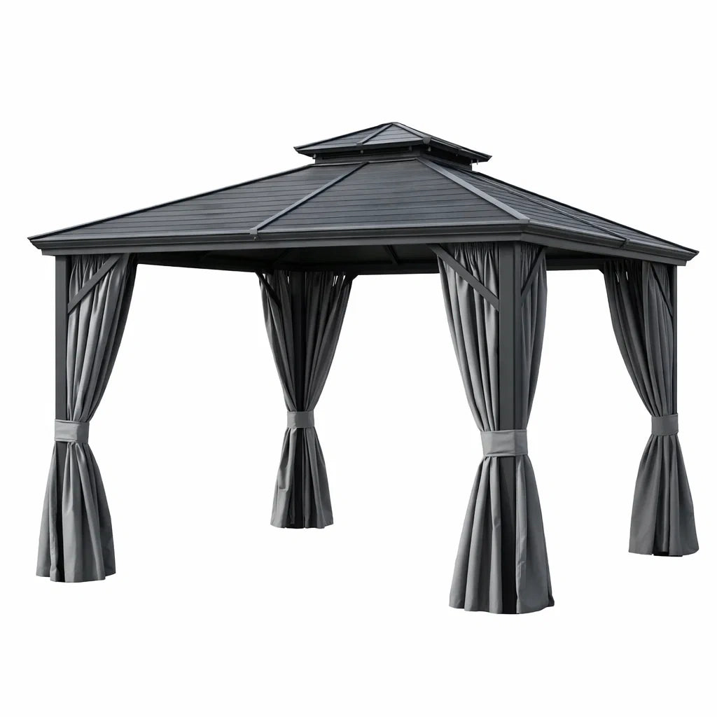 Gazebo da Esterno in Alluminio e Poliestere Grigio