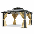 Gazebo in Alluminio con Tetto in Policarbonato 3m x 3m Beige