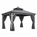Gazebo in Metallo con Tetto a Due Livelli e Tende Laterali 300x400 cm