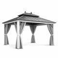 Gazebo in Alluminio con Tetto in Acciaio e Tende in Poliestere 400x300x280 cm