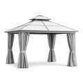 Gazebo in Alluminio con Tetto in Policarbonato Grigio