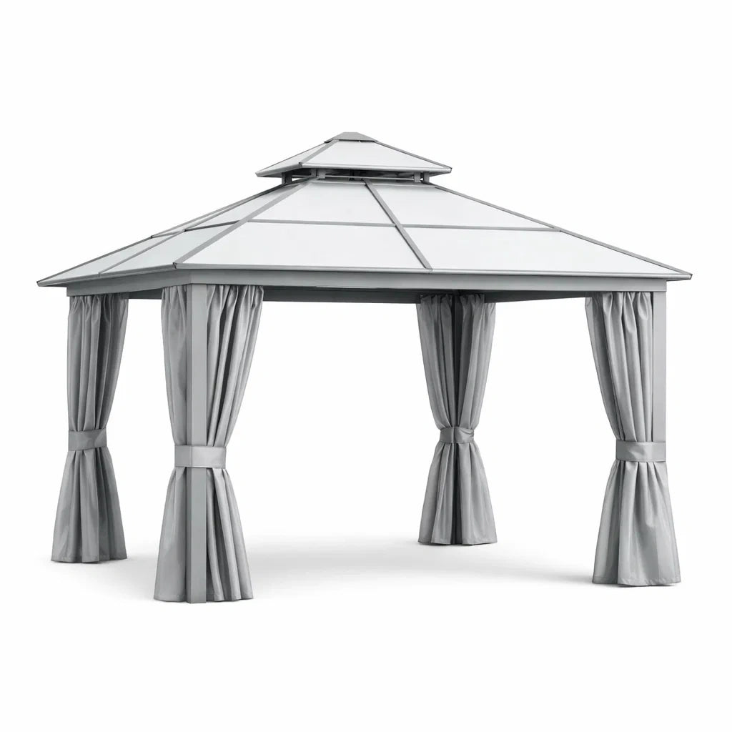 Gazebo in Alluminio con Tetto in Policarbonato Grigio
