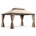 Gazebo da Giardino in Lega di Acciaio e Tessuto Poliestere 3x4m Beige