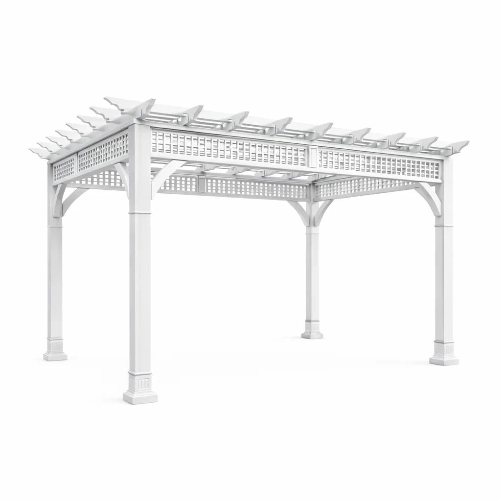 Pergola da Giardino in PVC Bianco 300x400x240 cm
