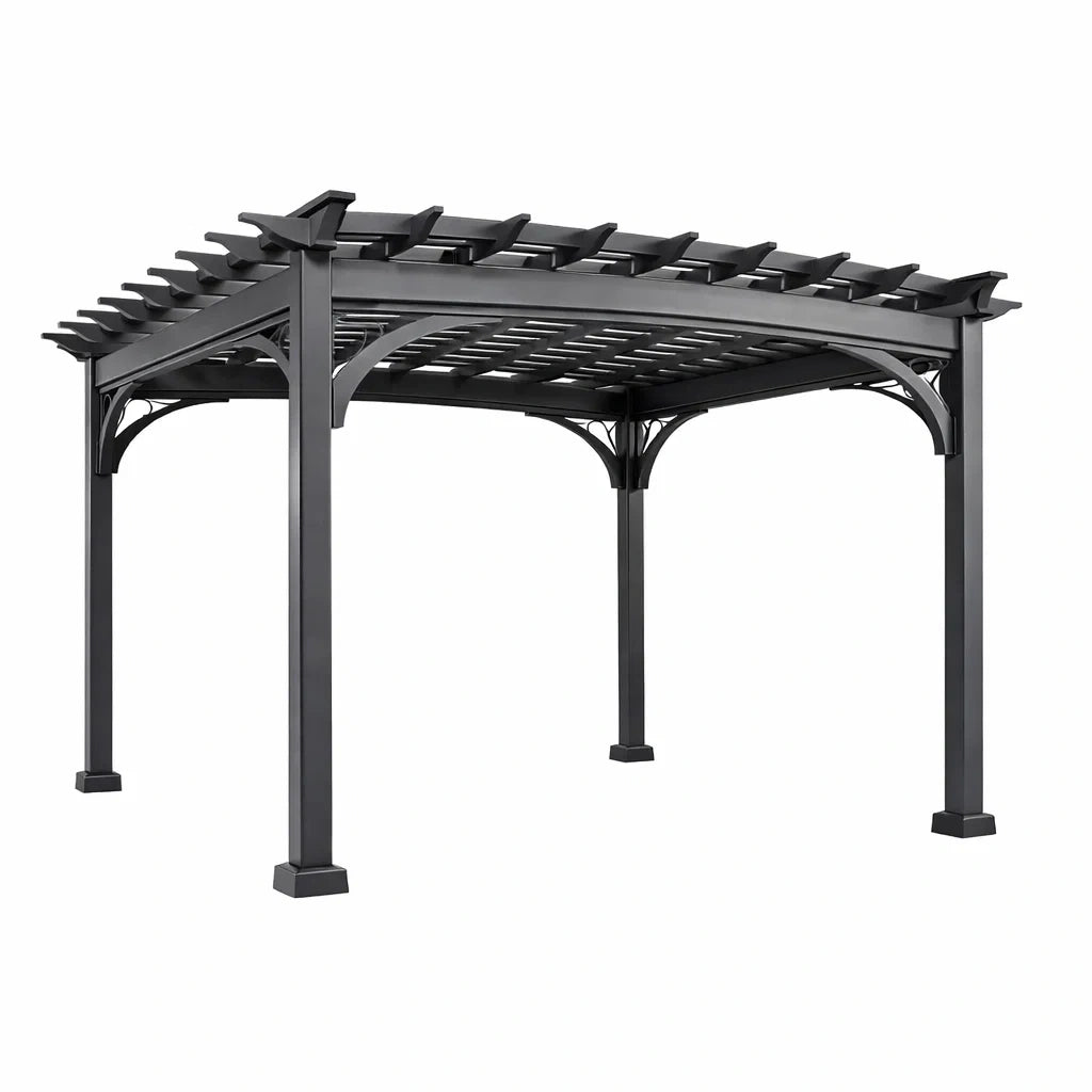 Pergola da Giardino in Alluminio Nero 300x300 cm