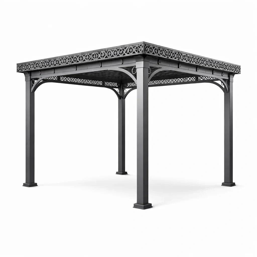 Gazebo in Alluminio e Acciaio Grigio 3x3m