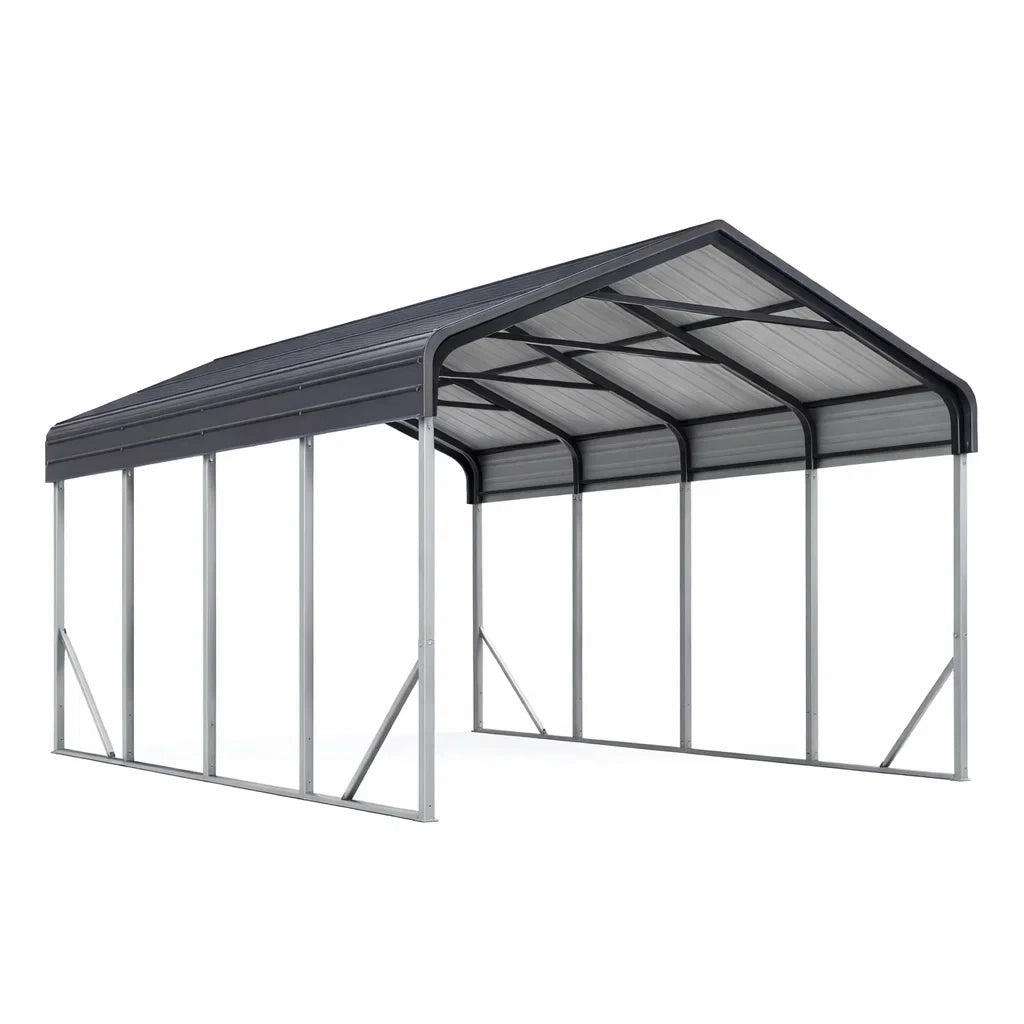 Tettoia per Auto in Acciaio Zincato e Policarbonato Grigio 500x300x240 cm