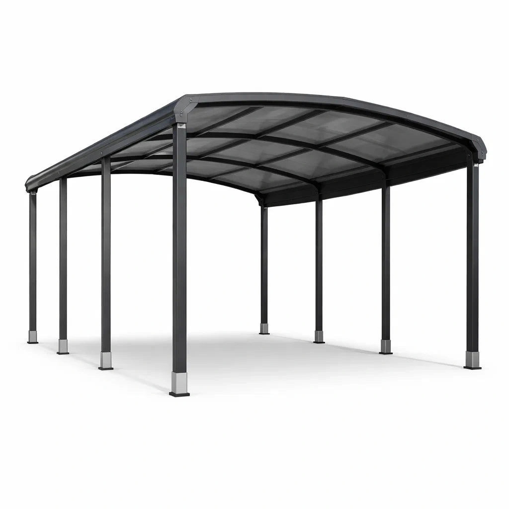 Tettoia Autoportante in Alluminio e Policarbonato Nero 5x3 m