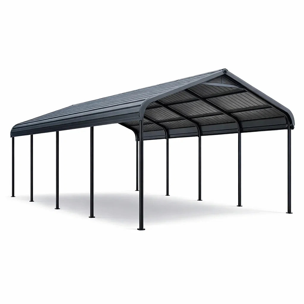 Tettoia per Parcheggio in Metallo Grigio 600x300 cm