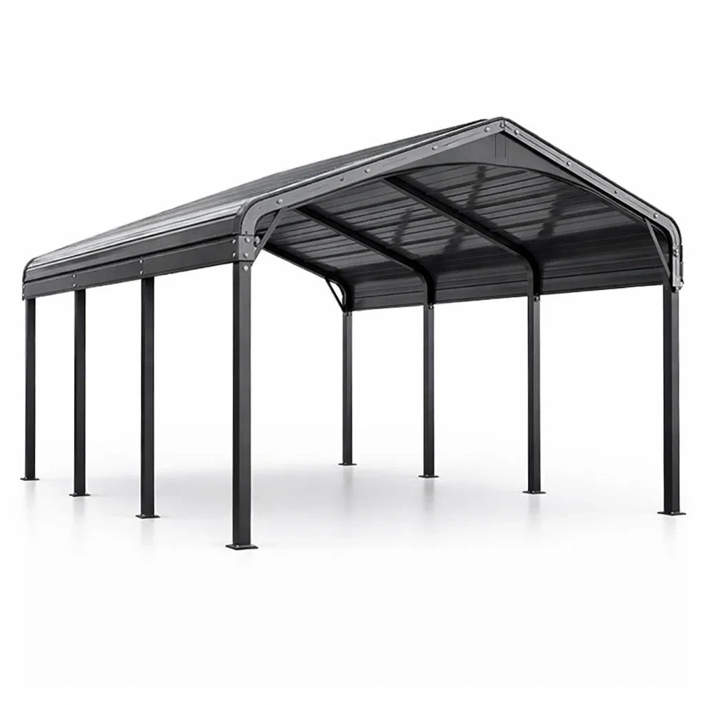 Tettoia in Acciaio Zincato Nero 600x300x250 cm per Esterni